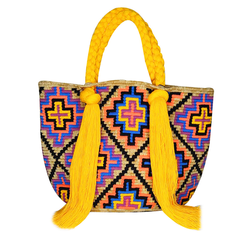 Yellow & Multicolor Tassel Bag