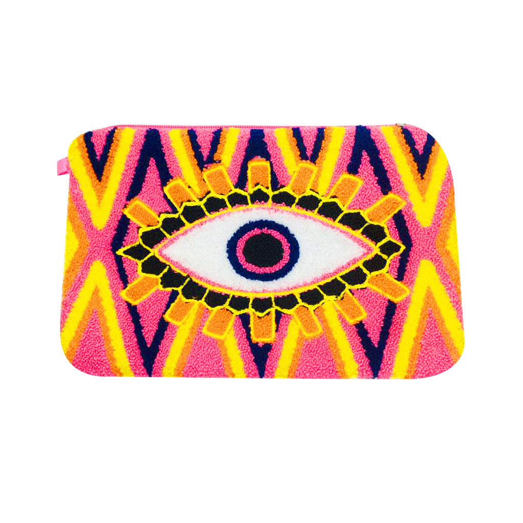 Purple, Pink & Yellow Evil Eye Clutch