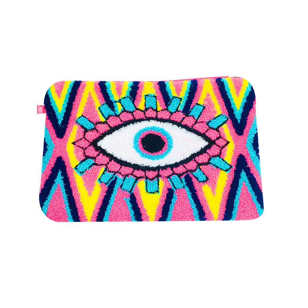 Yellow, Pink & Blue Evil Eye Clutch