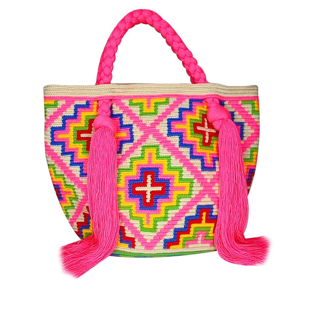 Multicolor & Pink Tassel Bag