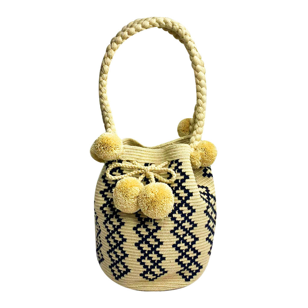 BEIGE & BLACK BUCKET BAG