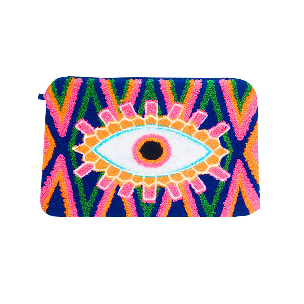 Peach, Navy & Green Evil Eye Clutch