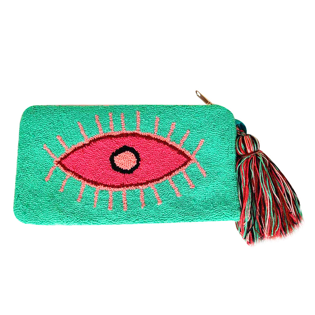 Mint & Pink Eye Clutch