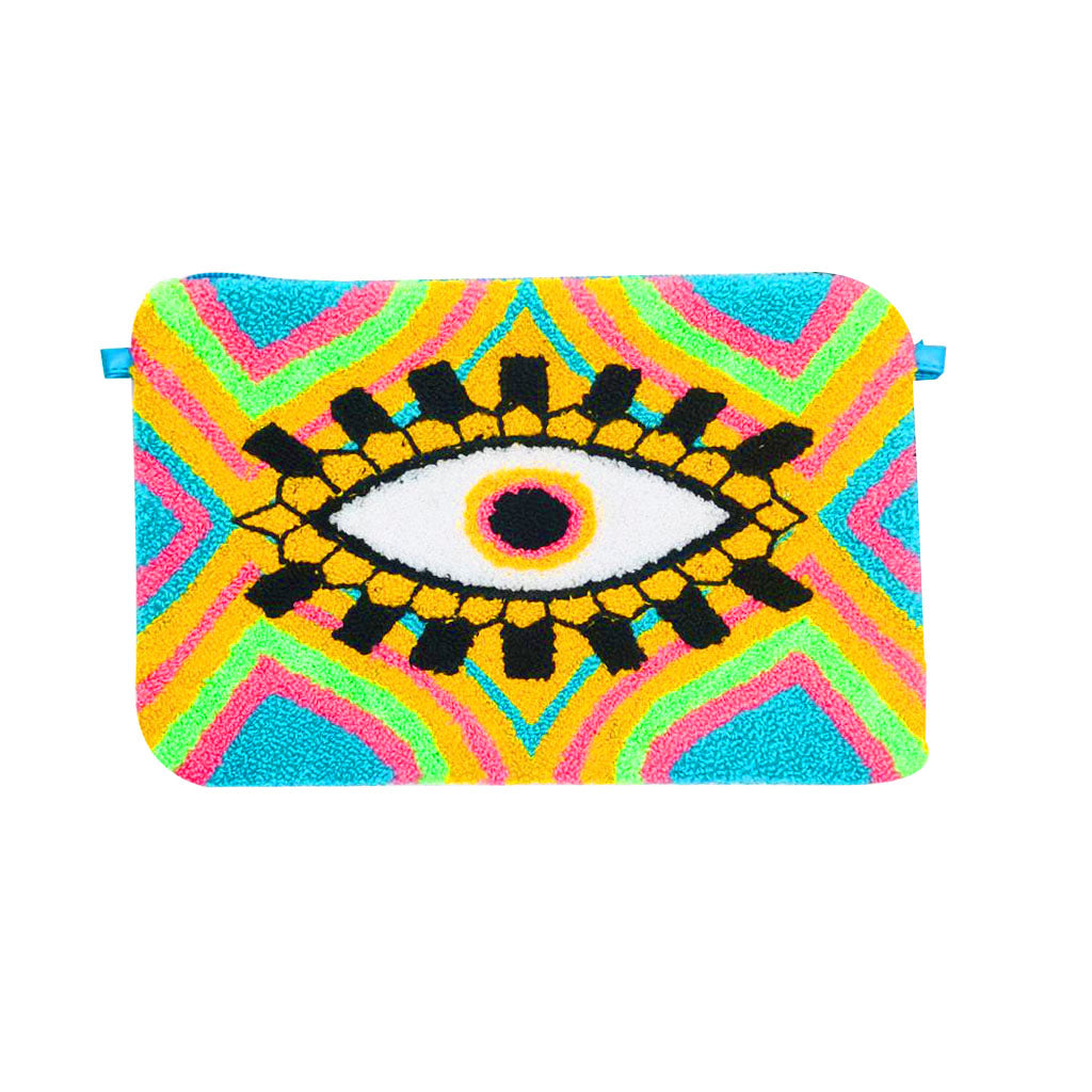 Turquoise, Orange & Green Evil Eye Clutch