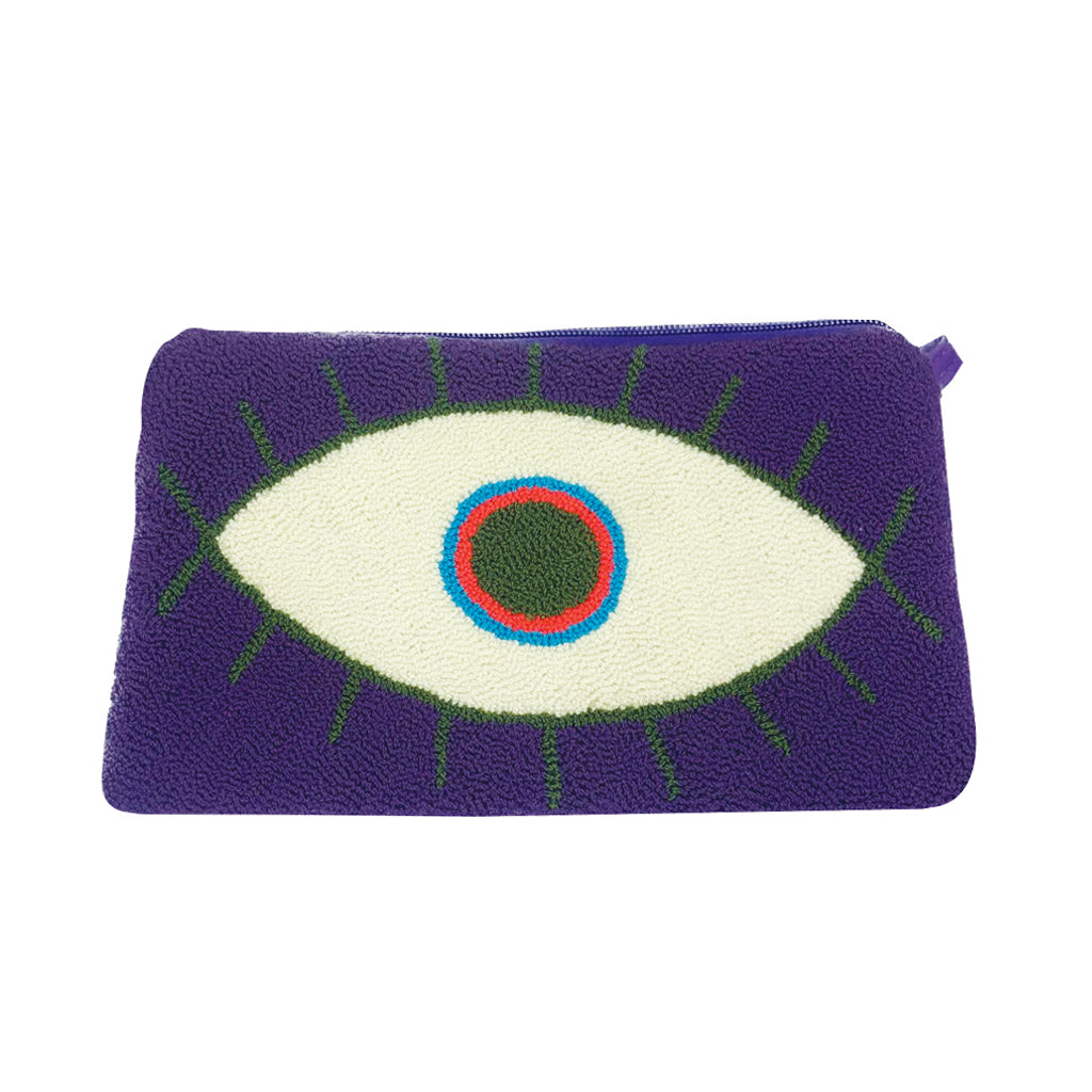 PURPLE & WHITE EVIL EYE CLUTCH