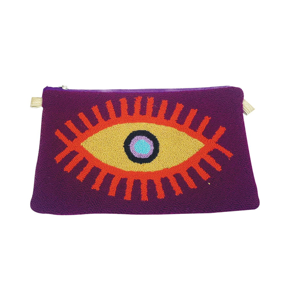 PURPLE & BROWN EVIL EYE CLUTCH