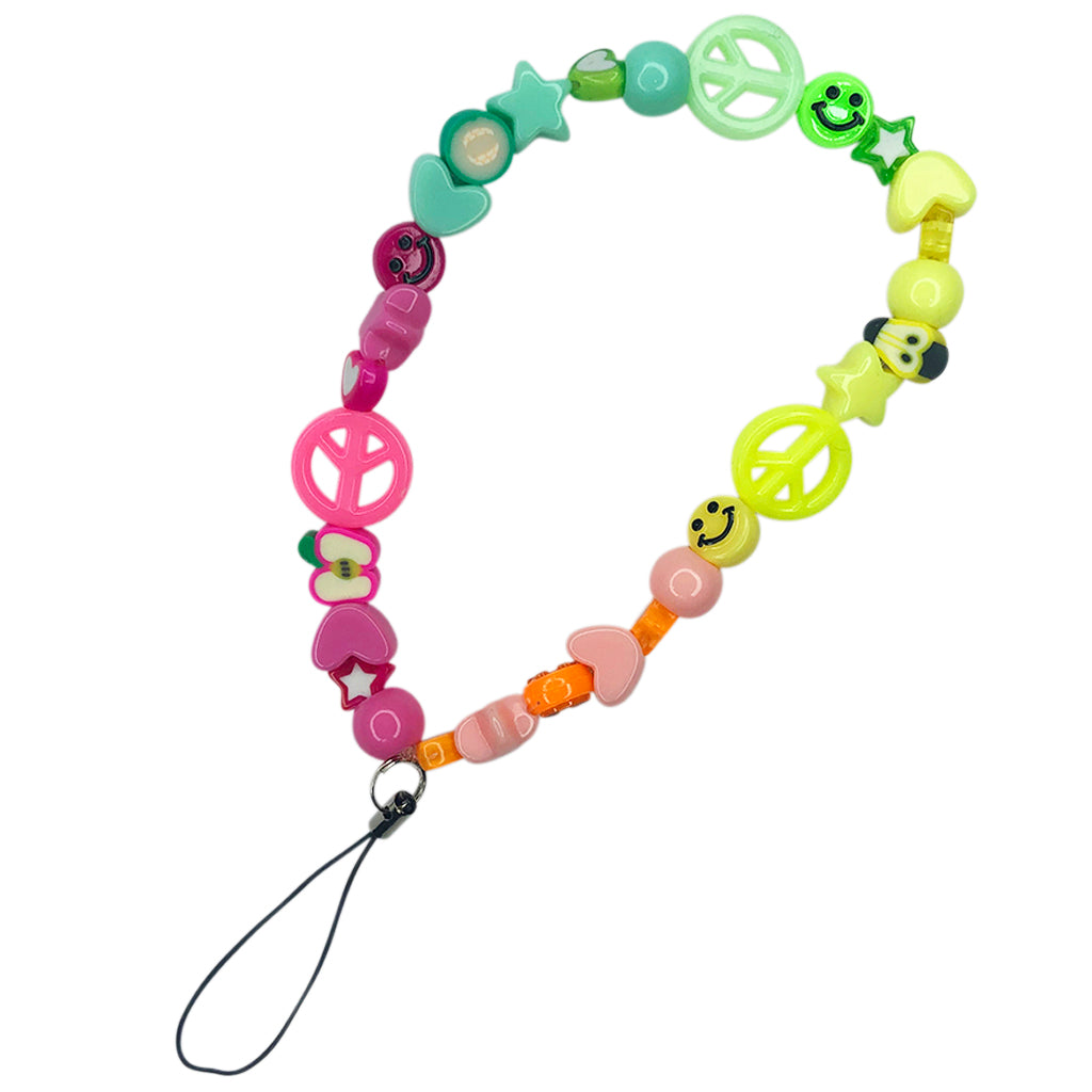 Neon Yellow & Pink Mini Beaded Phone Strap