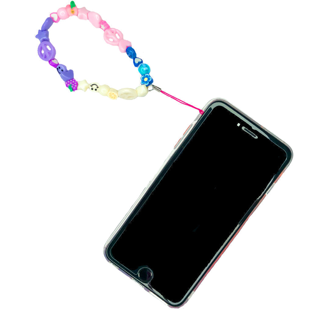 Neon Yellow & Pink Mini Beaded Phone Strap