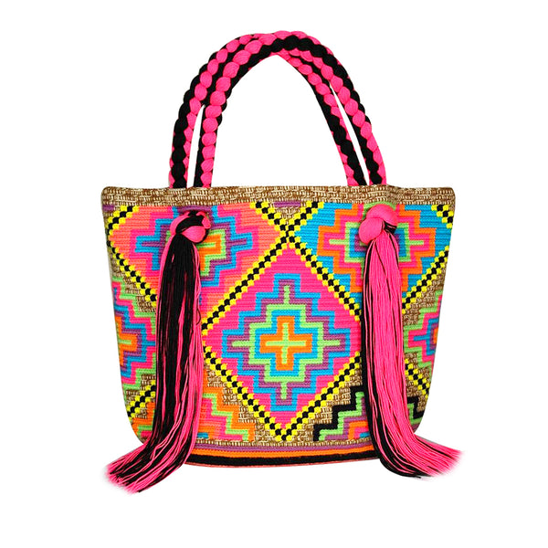 Rainbow & Pink Tassel Bag
