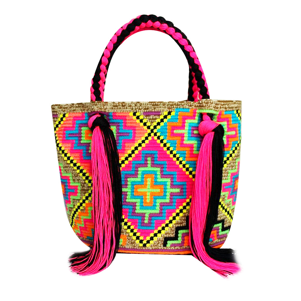 Pink & Rainbow Tassel Bag