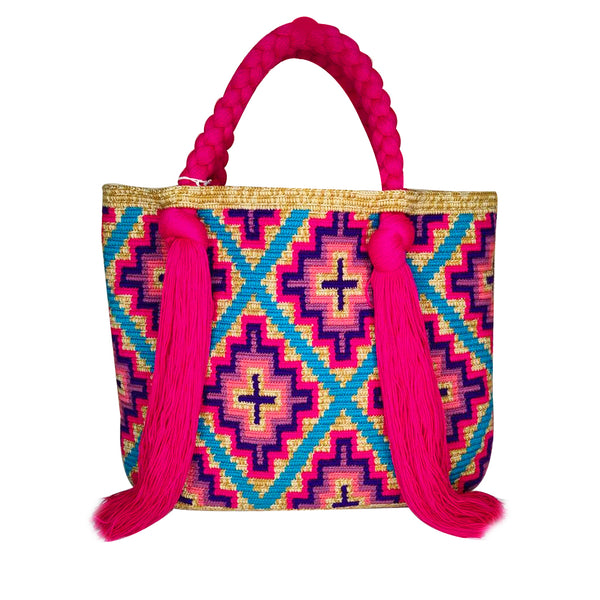 Pink & Multicolor Tassel Bag