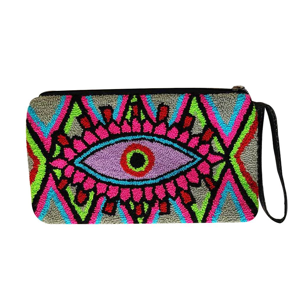 Grey & Pink Eye Clutch