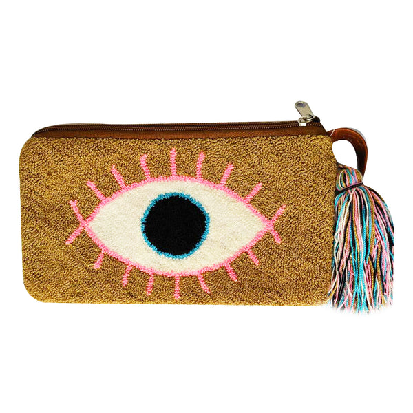 Beige & White Eye Clutch