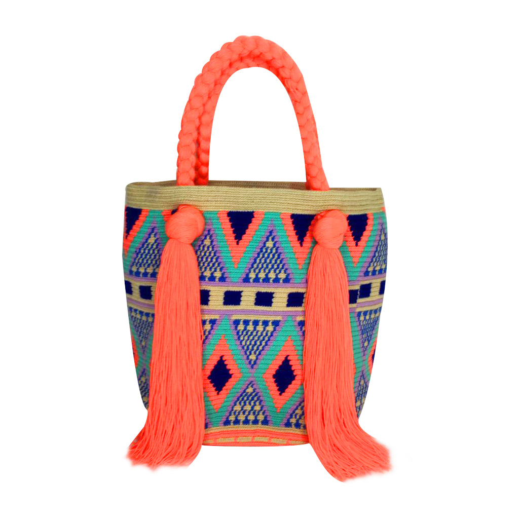 Orange & Turquoise Tassel Bag