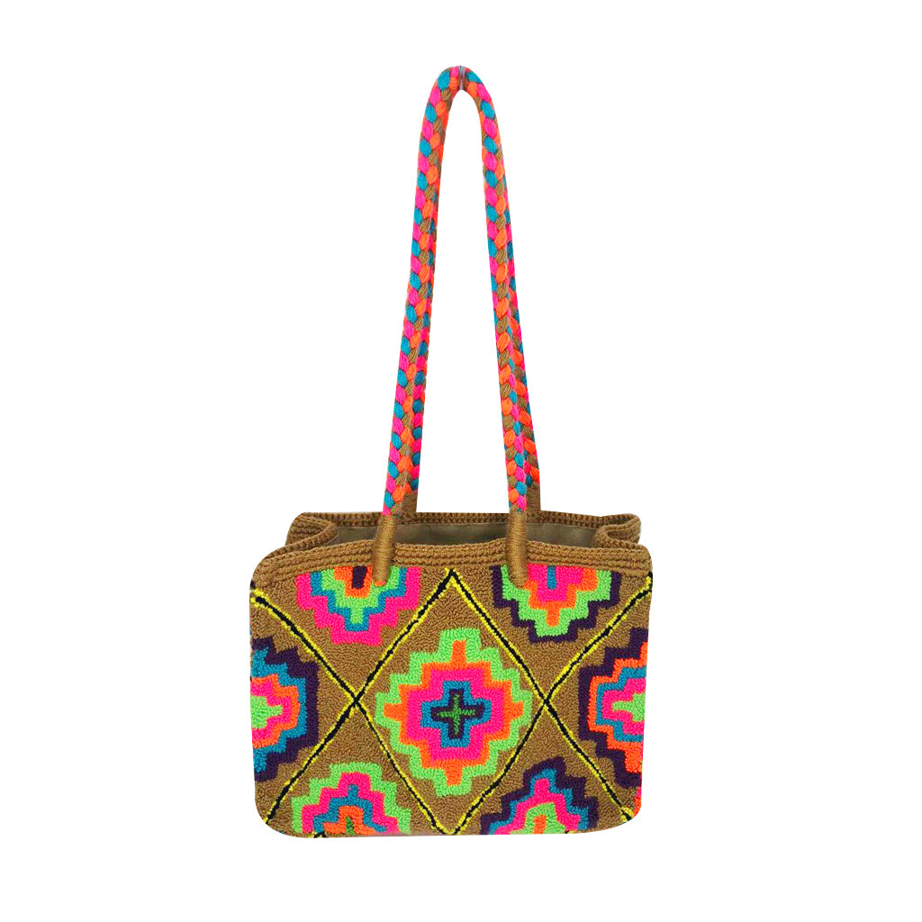 Beige & Rainbow Mini Tote Bag