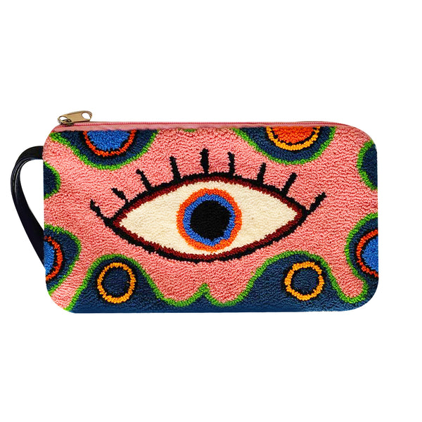 Pink & Navy Eye Clutch