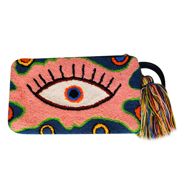 Pink & Blue Eye Clutch
