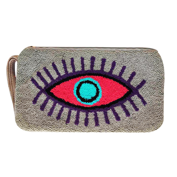 Grey & Pink Eye Clutch