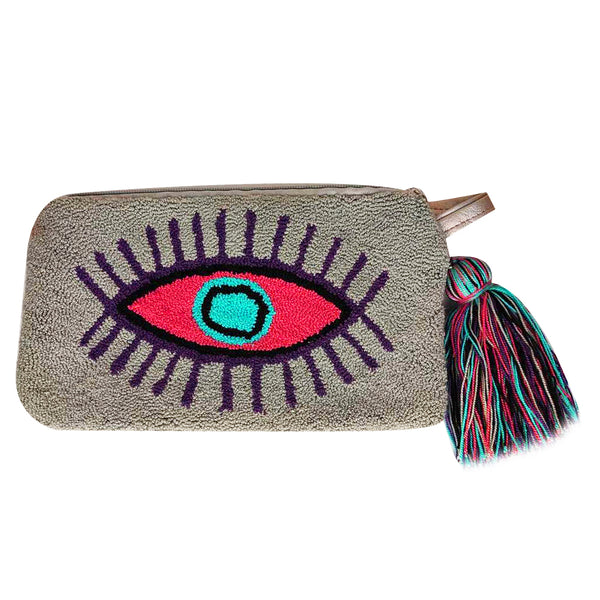 Grey & Pink Eye Clutch
