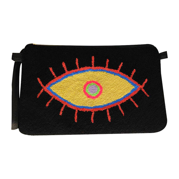 Black & Beige Eye Clutch