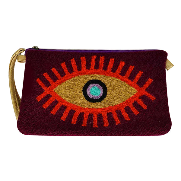 Maroon & Beige Eye Clutch