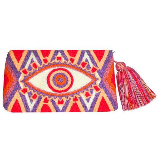 Red & Beige Eye Clutch