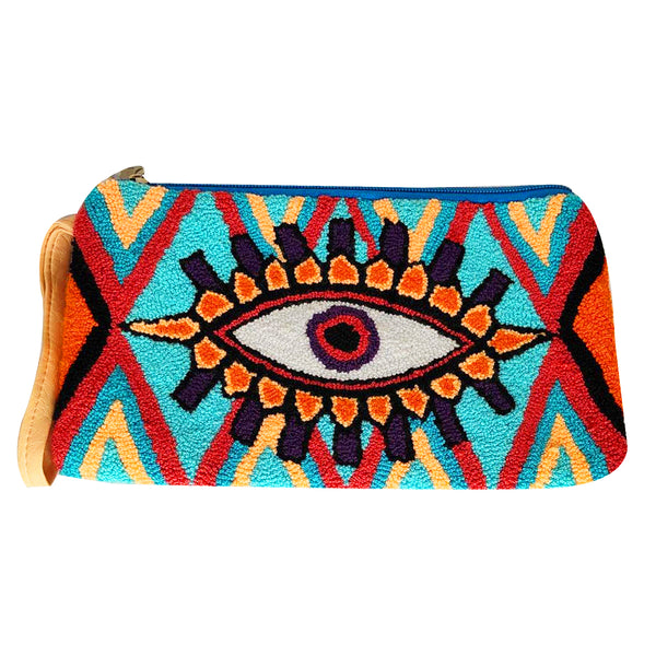 Turquoise & Red Eye Clutch