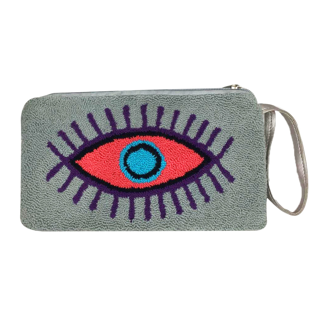 Grey & Pink Eye Clutch
