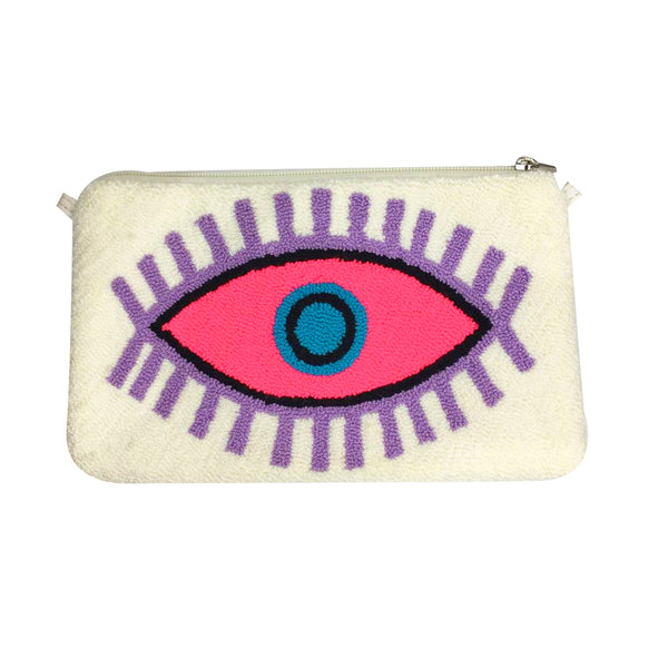White & Pink Eye Clutch