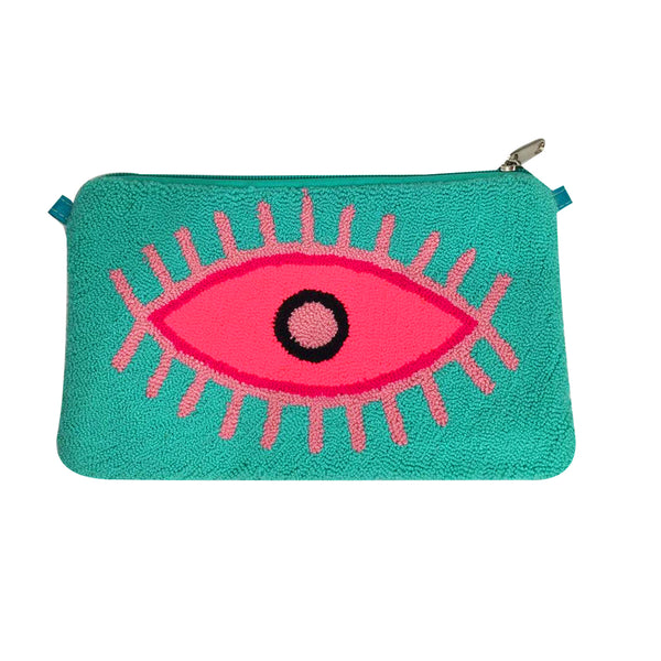 Mint & Pink Eye Clutch