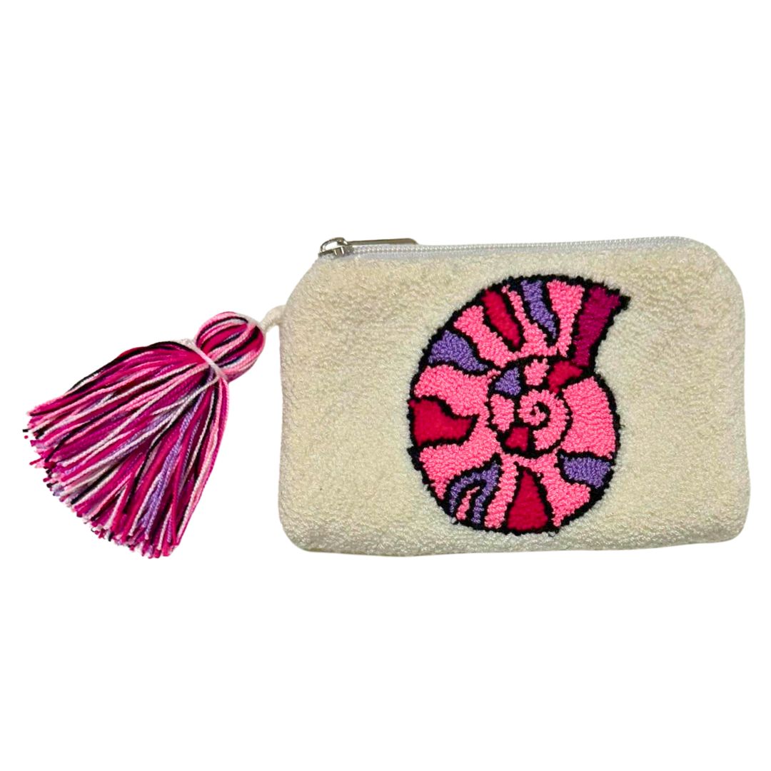 White & Pink Seashell Mini Eye Coin Purse