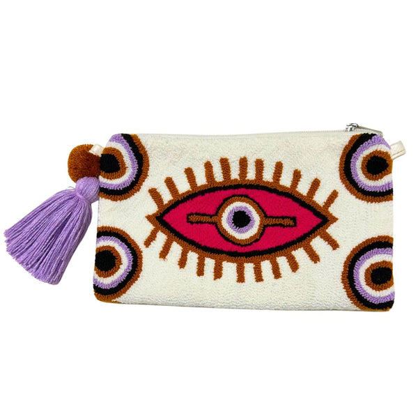 White & Pink Eye Clutch