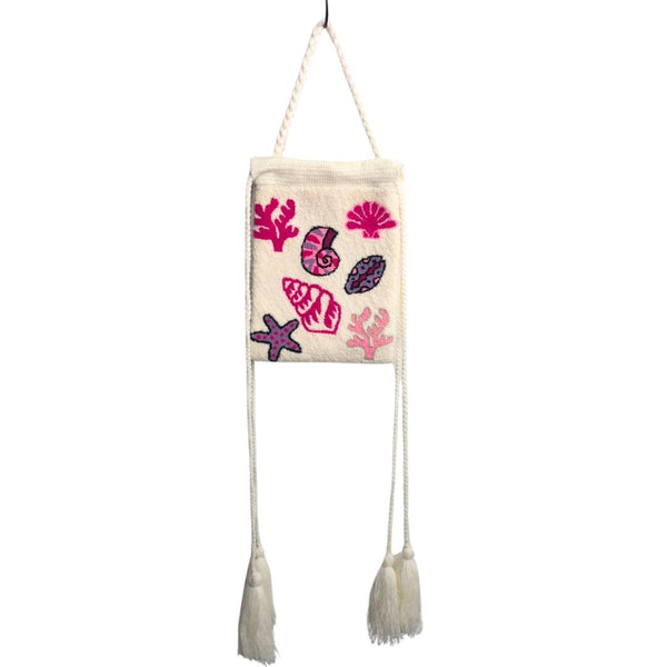 White Seashells Drawstring Bag