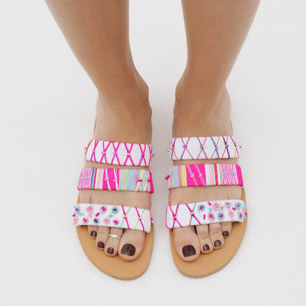 Aya Three Strand Beaded Sandals