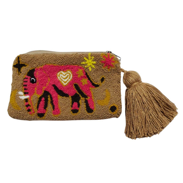 Tan & Red Elephant Eye Coin Purse