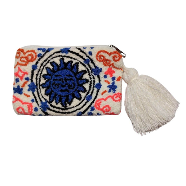 White Mini Blue Sun Coin Purse