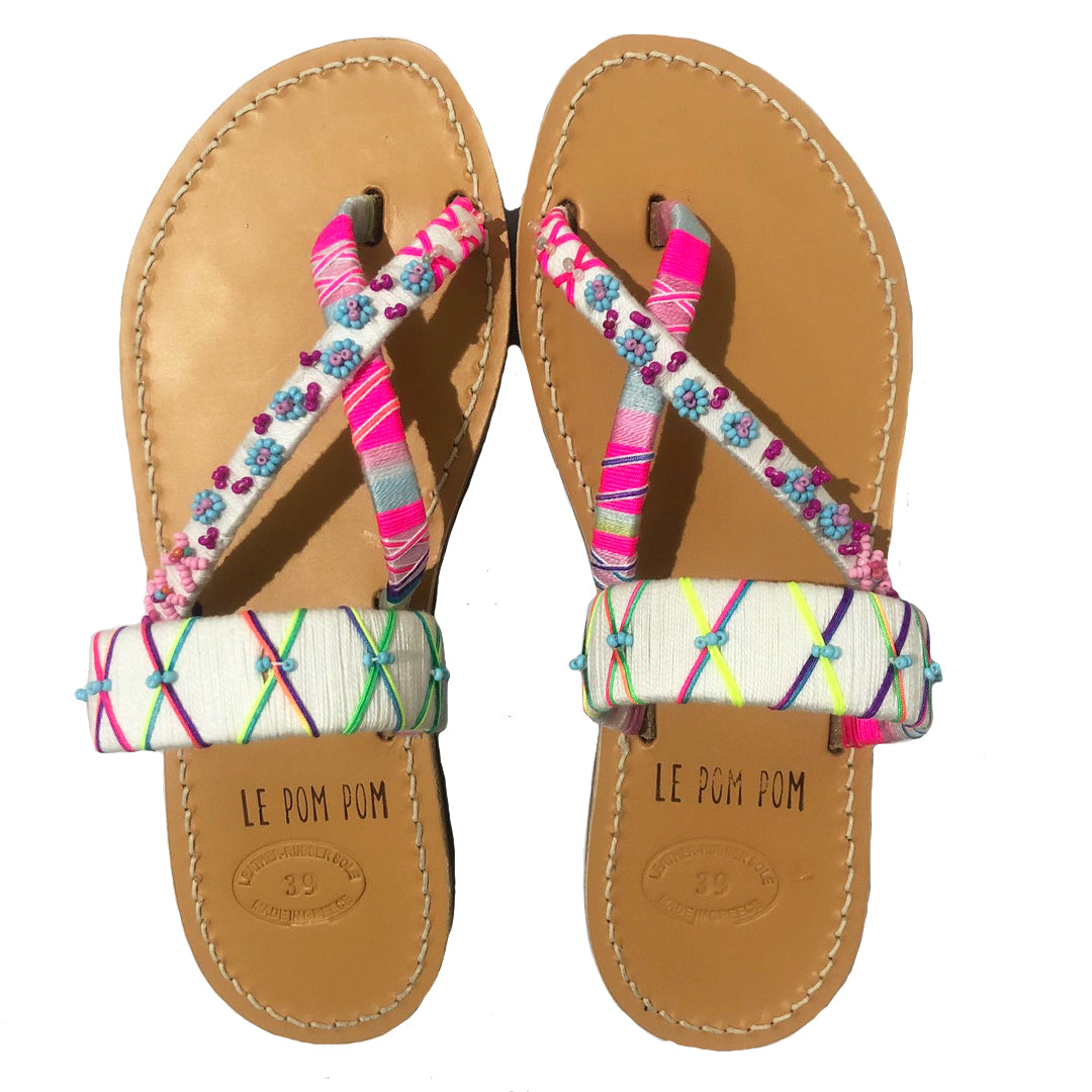Aya Toe Cross Beaded Sandals