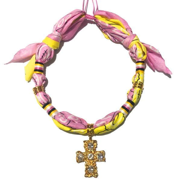 Pink & Yellow Bandana Necklace
