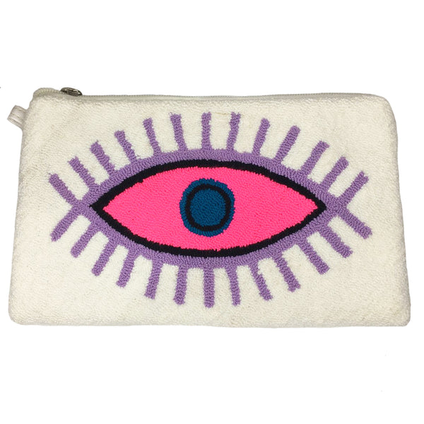White & Pink Eye Clutch