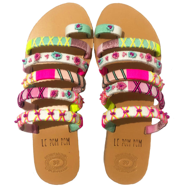 Isabella Six Strand Beaded Sandals