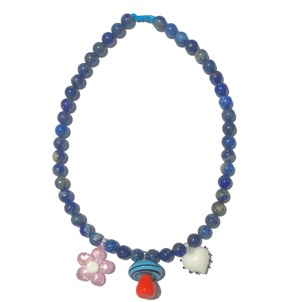 Navy Blue Charm Choker