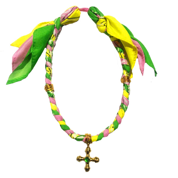 Pink, Yellow & Green Bandana Necklace