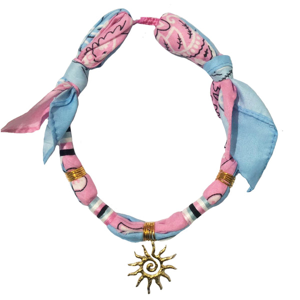 Pink & Baby Blue Bandana Necklace