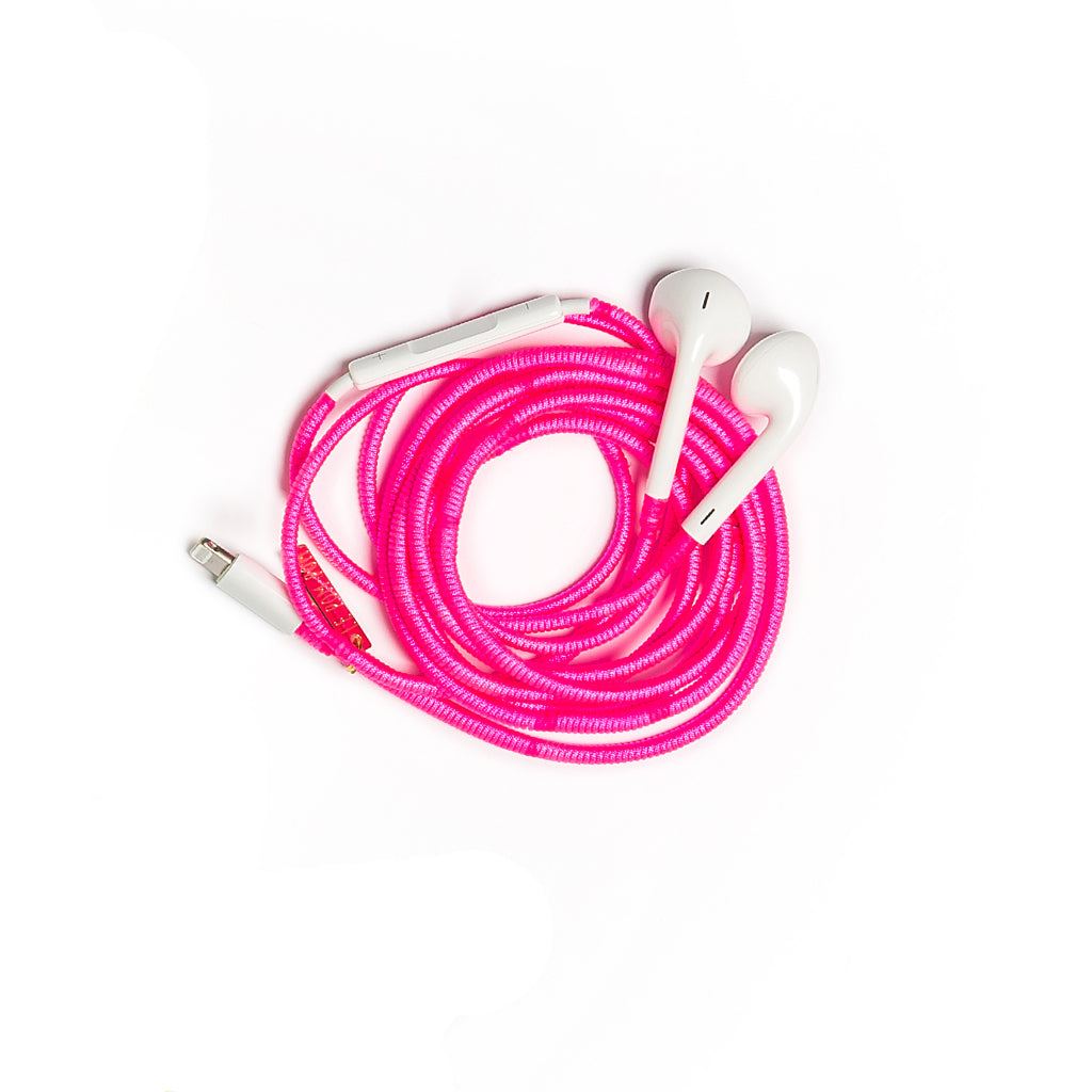 Neon Pink Earphones