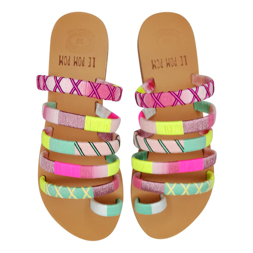 Sandales Joie à Pompons Noires - Taille 6.5 US (37 EU) - Plateforme Plate - Neuf Avec Boîte