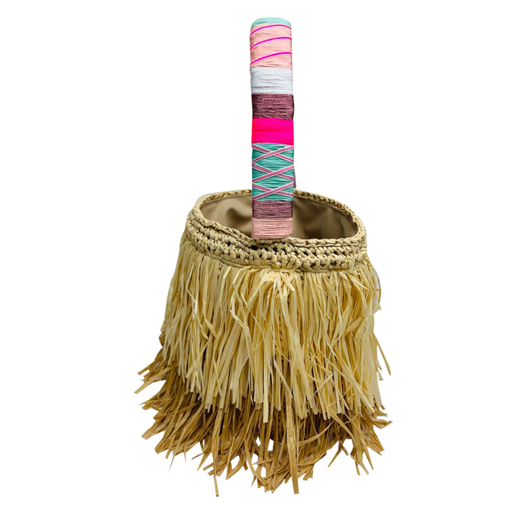 Greta Fuzzy Straw Bag