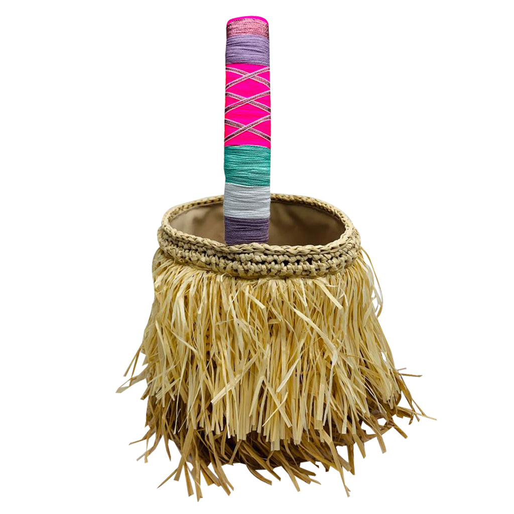 Greta Fuzzy Straw Bag