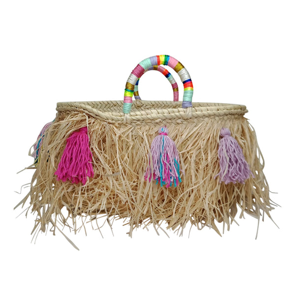 Isabella Fuzzy Straw Bag